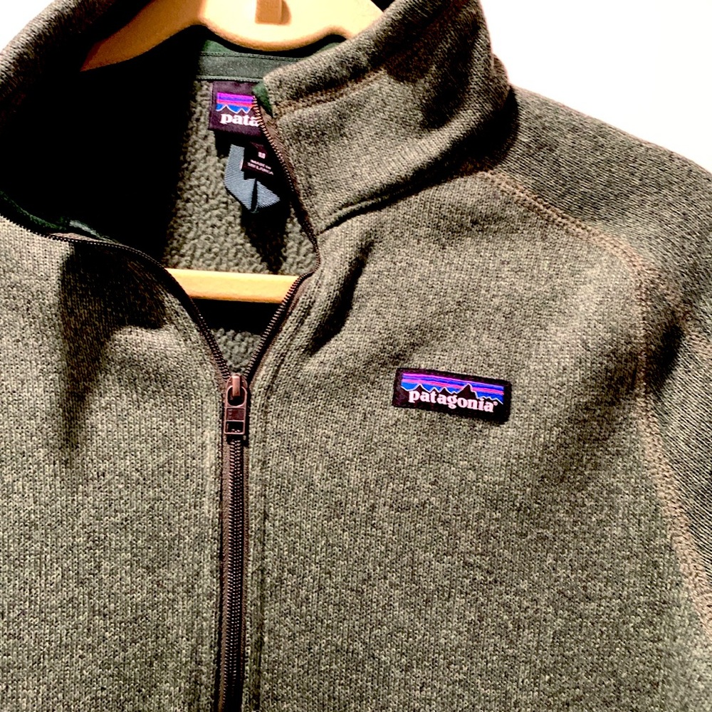 Patagonia Fleece 1/4 zip pullover sweatshirt. green. M - Picture 4 of 8